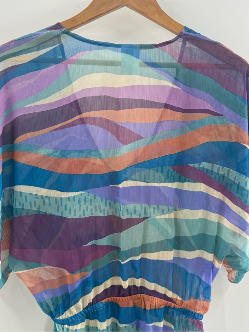 NWOT BECCA Standard Sound Waves Plunge V-Neck Beach Dress Swim Coverup XS - Picture 7 of 10